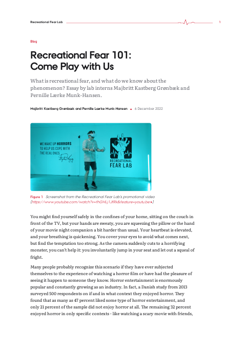 First page of the PDF version of Recreational Fear 101: Come Play with Us