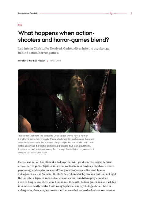 First page of the PDF version of Blog post: What happens when action-shooters and horror-games blend?