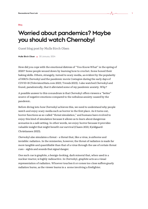 First page of the PDF version of Worried about pandemics? Maybe you should watch Chernobyl