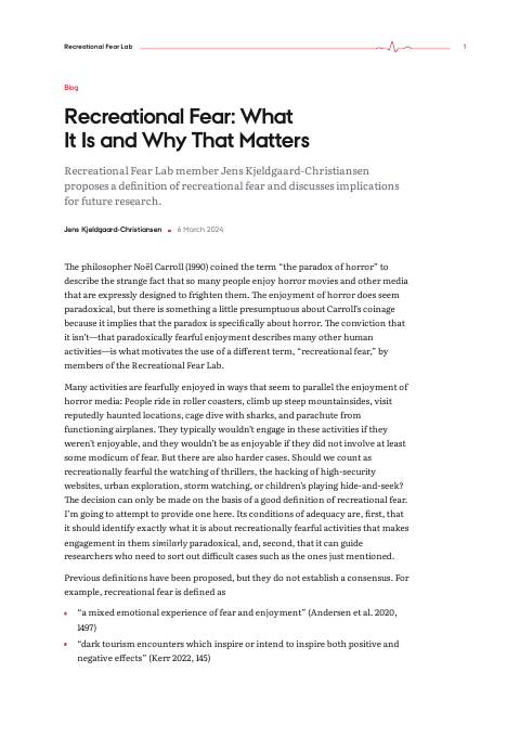 First page of the PDF version of Recreational Fear: What It Is and Why That Matters