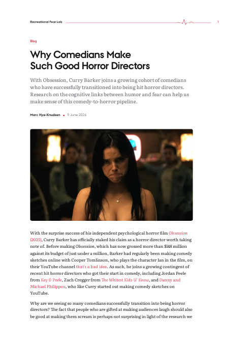 First page of the PDF version of Why Comedians Make Such Good Horror Directors