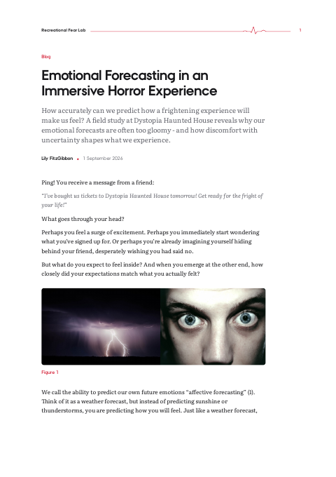 First page of the PDF version of Emotional Forecasting in an Immersive Horror Experience